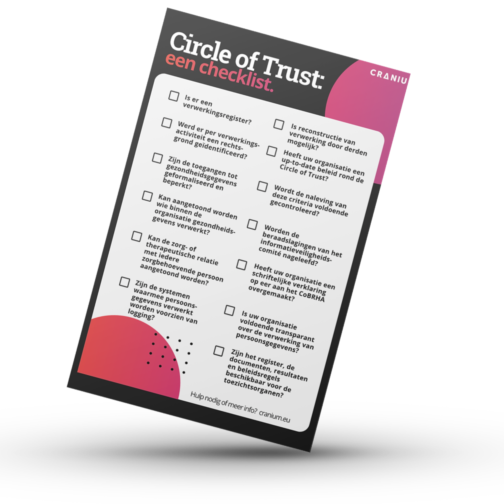 Mockup van de Circle of Trust checklist